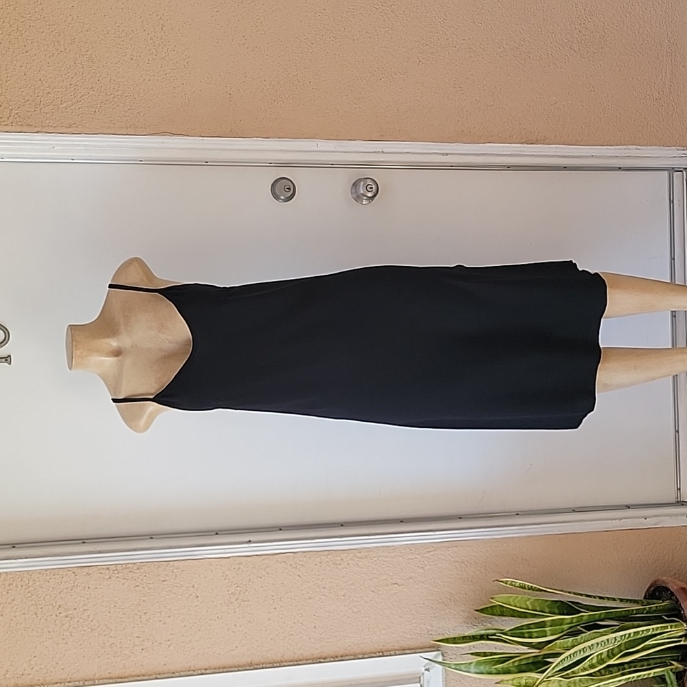 See You Monday black satin midi slip dress